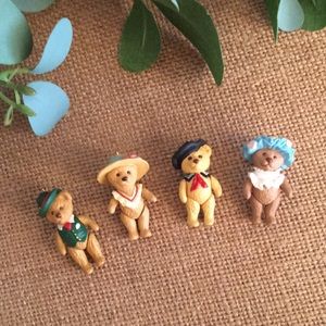 VINTAGE Teddy-Bear Style Miniature Hallmark Keepsake Ornament Series (Set of 4)